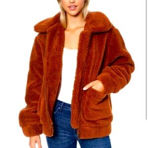 ELODIE Cozy Brown Teddy Jacket. M